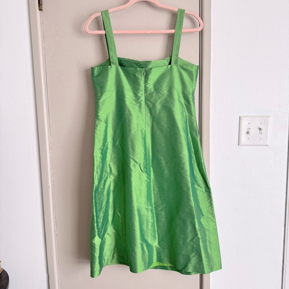 Vintage 90's Aria Vibrant Green Silk Dress - Picture 2 of 5